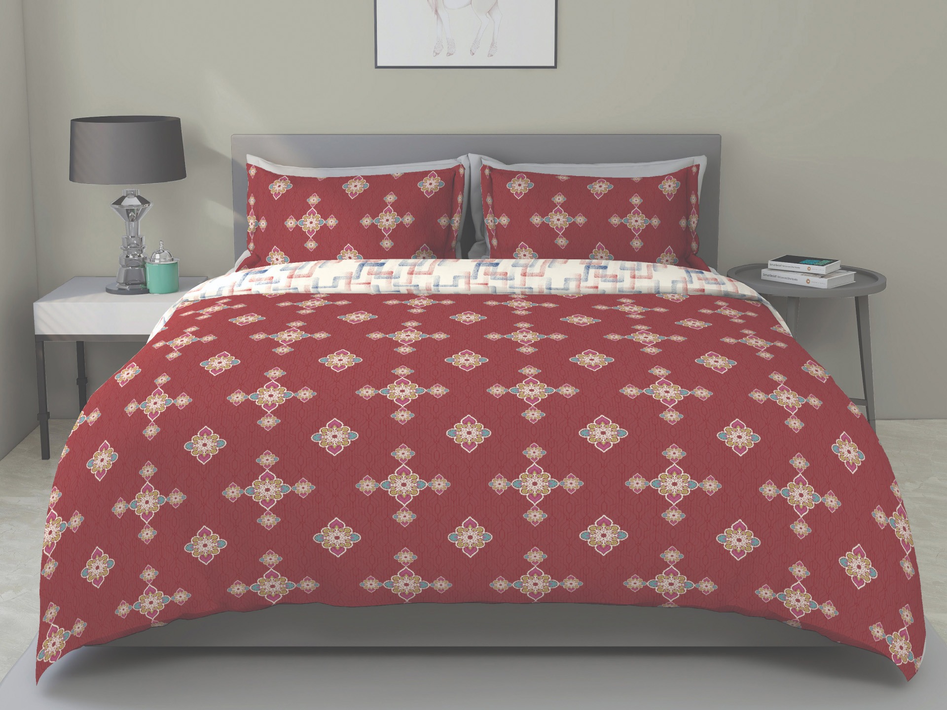 Sleepwell Tiara Bedsheet & Duvet Cover 